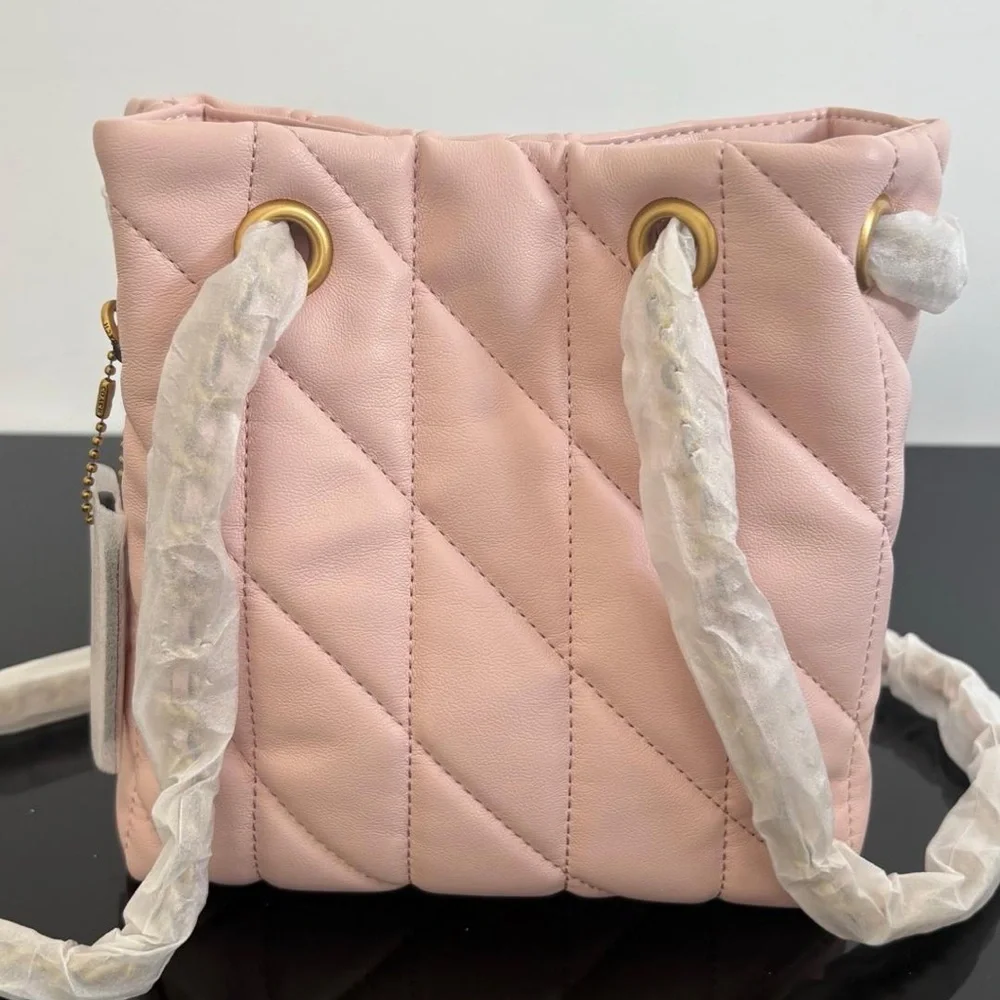 Coach Pink Quilted Crossbody with Charm Chain